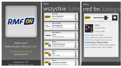 RMFon - Pierwsza w Polsce platforma radiowa dostępna na telefony z Windows Phone 7